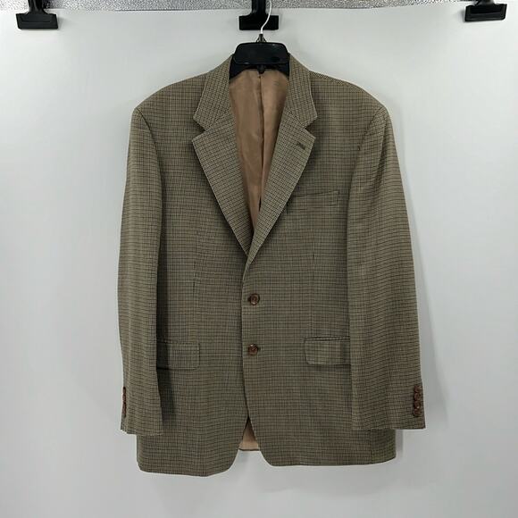 Lauren Ralph Lauren Men's Houndstooth Silk/Wool Blazer - Tan/Green - 42R - Picture 1 of 8